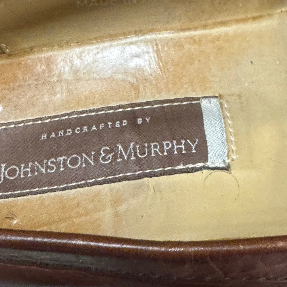 Johnston & Murphy SZ 10 Mens Brown Leather Kiltie Tassel Loafers Made in Italy
